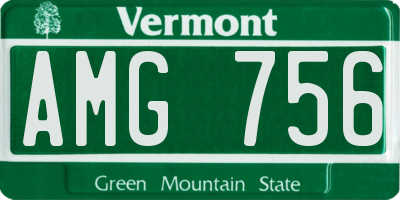 VT license plate AMG756