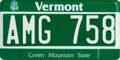 VT license plate AMG758