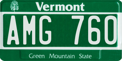 VT license plate AMG760