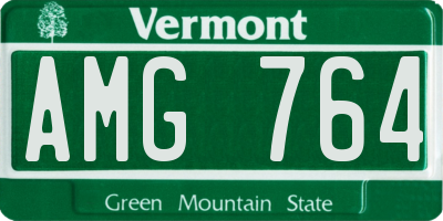 VT license plate AMG764