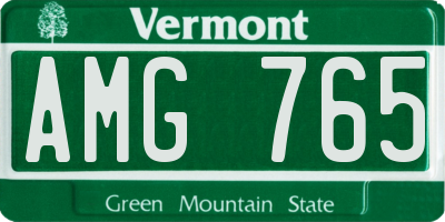 VT license plate AMG765