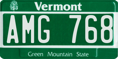 VT license plate AMG768