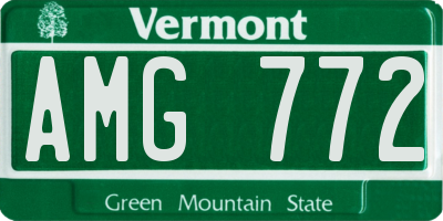 VT license plate AMG772