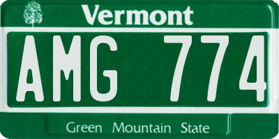 VT license plate AMG774