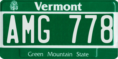 VT license plate AMG778