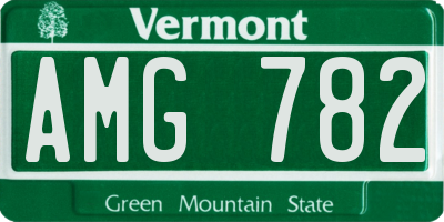 VT license plate AMG782