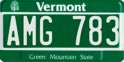 VT license plate AMG783