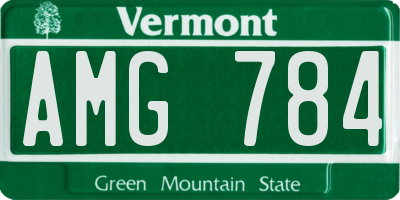 VT license plate AMG784