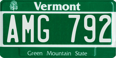 VT license plate AMG792