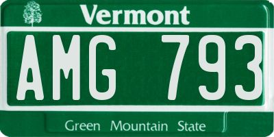 VT license plate AMG793