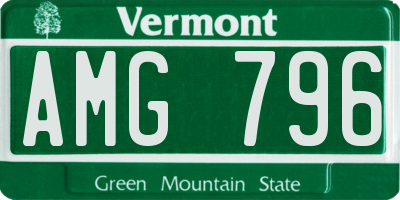 VT license plate AMG796