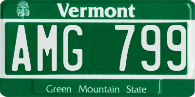 VT license plate AMG799