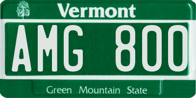 VT license plate AMG800
