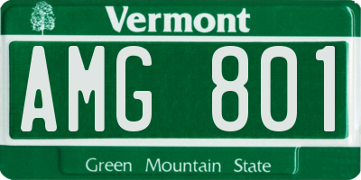 VT license plate AMG801