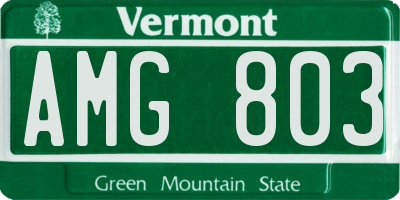 VT license plate AMG803