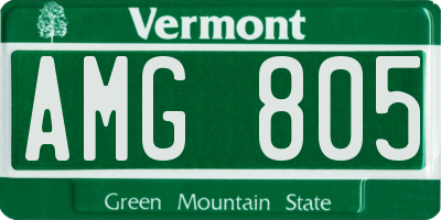 VT license plate AMG805
