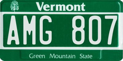 VT license plate AMG807