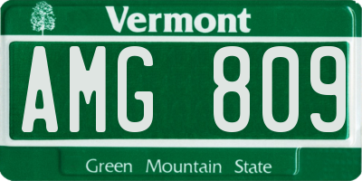 VT license plate AMG809