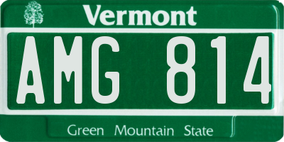 VT license plate AMG814