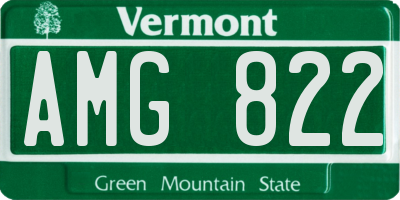 VT license plate AMG822