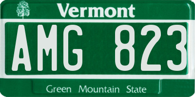 VT license plate AMG823
