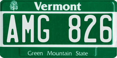 VT license plate AMG826