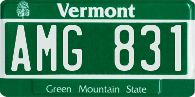 VT license plate AMG831