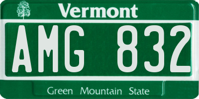 VT license plate AMG832
