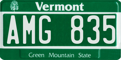 VT license plate AMG835