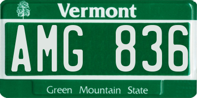 VT license plate AMG836