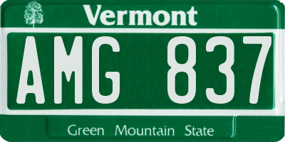 VT license plate AMG837