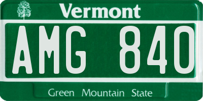 VT license plate AMG840
