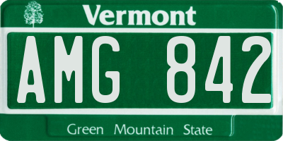VT license plate AMG842