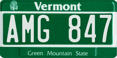 VT license plate AMG847