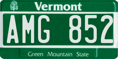 VT license plate AMG852