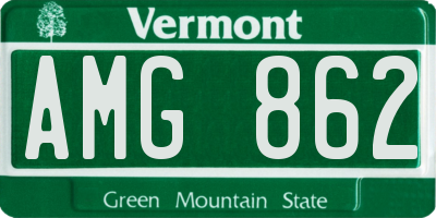 VT license plate AMG862