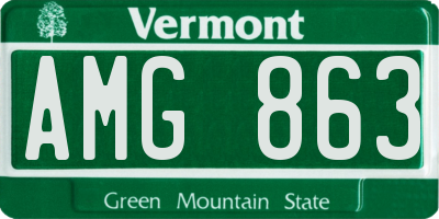 VT license plate AMG863