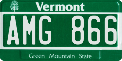 VT license plate AMG866