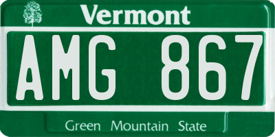VT license plate AMG867