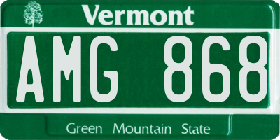 VT license plate AMG868