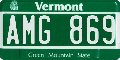 VT license plate AMG869