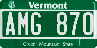 VT license plate AMG870