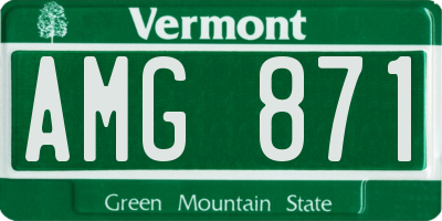 VT license plate AMG871