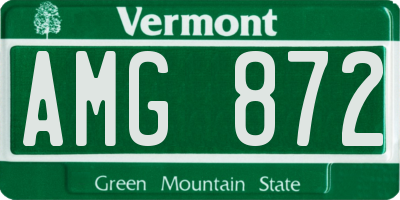 VT license plate AMG872