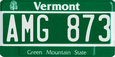 VT license plate AMG873