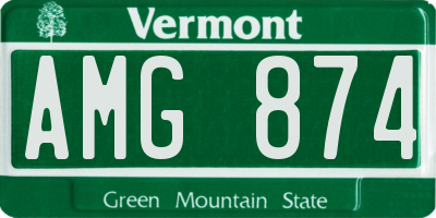 VT license plate AMG874