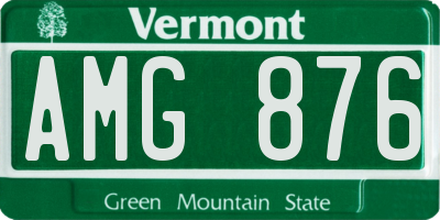 VT license plate AMG876