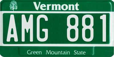VT license plate AMG881