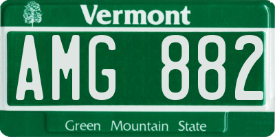 VT license plate AMG882