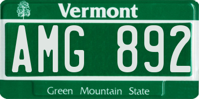 VT license plate AMG892
